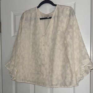 LOFT Ivory Floral Blouse